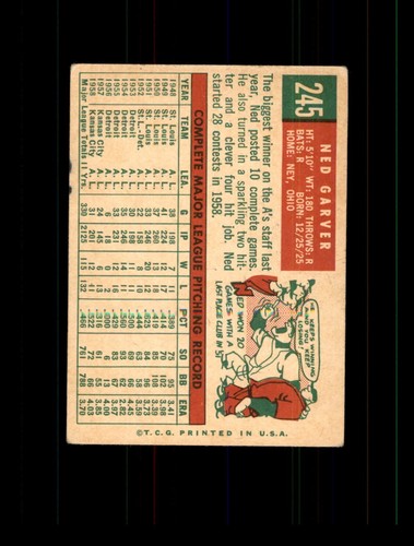 1959 Topps Baseball Card Set-Break #5-506 U-PICK Low Prices Mixed Grades!! - Picture 218 of 406