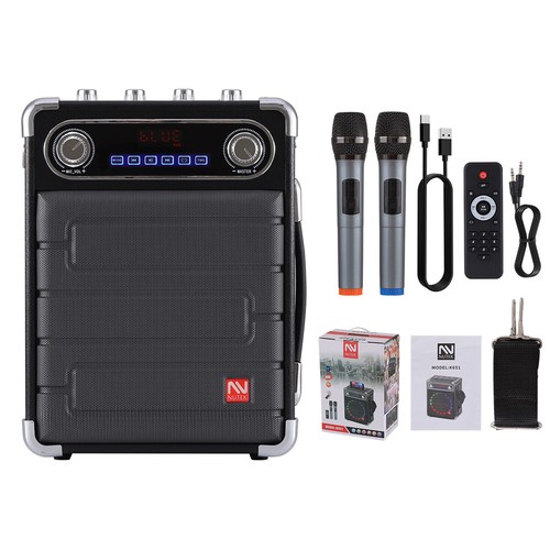 Portable Karaoke Machine 6.5'' Bluetooth Speaker w/ 2 Wireless Mic Remote TWS FM - Picture 15 of 18