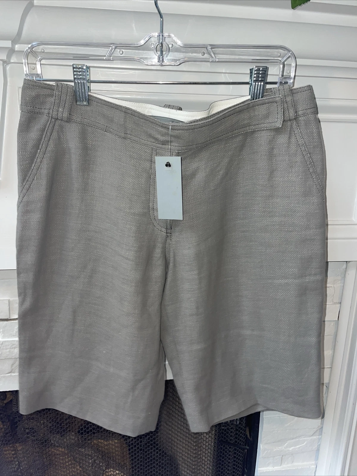 $350 Proenza Schouler Women's gray linen Shorts Size 6 nwt