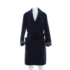 Christian Dior Women's Double-sided Belted Long Coat Oblique Wool
