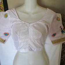 WHITE Gold STUNNING CHOLI Wedding BLOUSE for SARI Skirt BRIDAL TOP 32" Bust SIZE