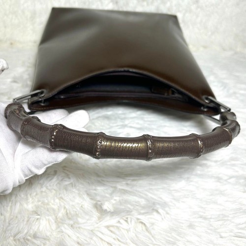 Gucci Bamboo Handbag One Shoulder Tote Bag Brown Leather Women's from Japan - Picture 6 of 12
