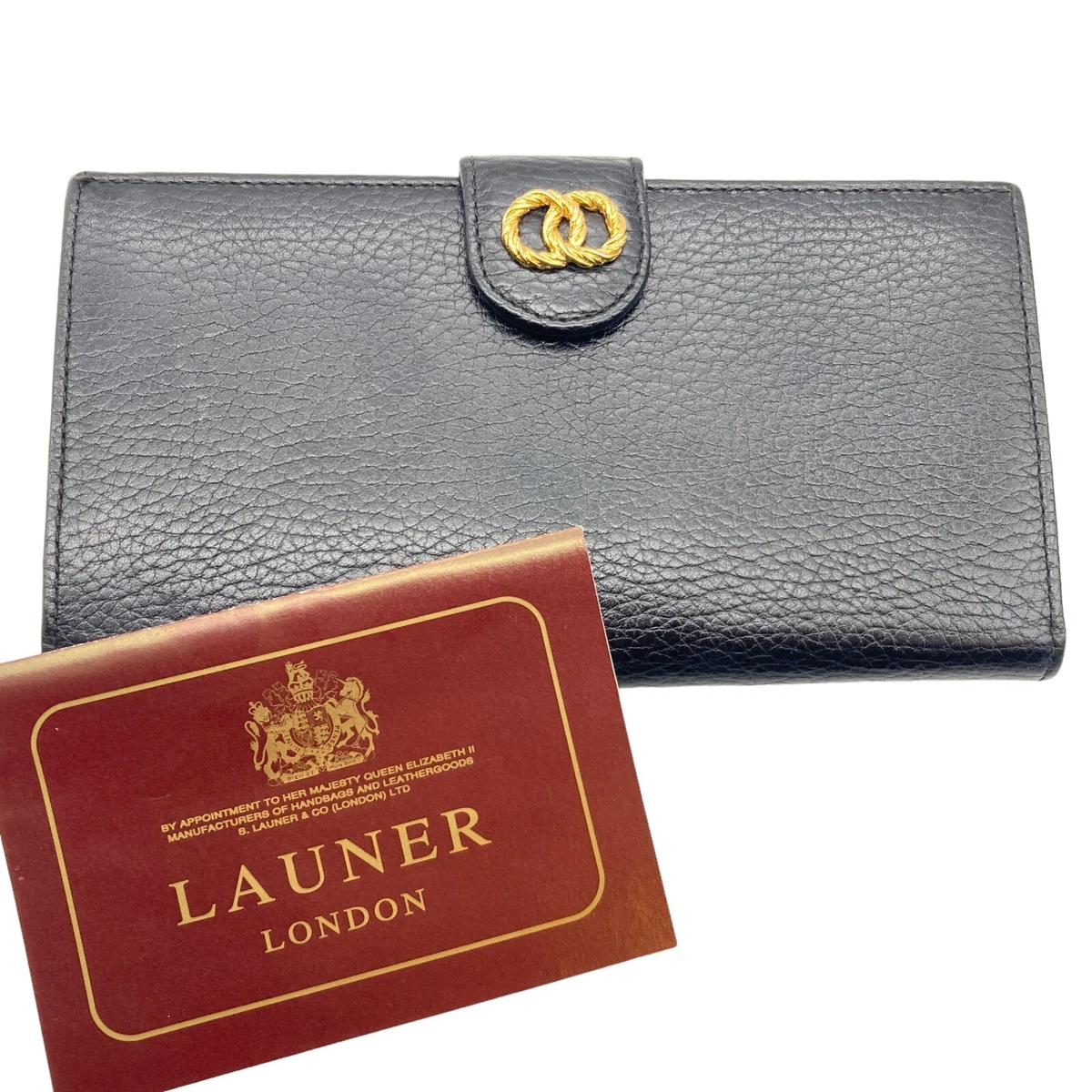 Launer London Card Long Wallet Leather Black eBay