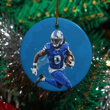 Jahmyr Gibbs-Inspired 0 Ceramic Christmas Ornament - Detroit Tribute Keepsake