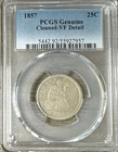 1857 Liberty Seated Silver Quarter PCGS Genuine Cleaned- VF Detail 25C