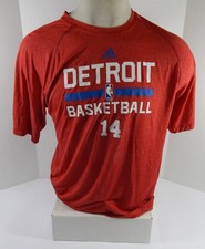 2014-15 Detroit Pistons DJ Augustin #14 Game Used Red Training Shirt M DP53575