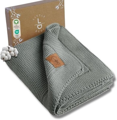 Organic Cotton Baby Knit Blanket 30x40   GOTS Certified, Alina Green
