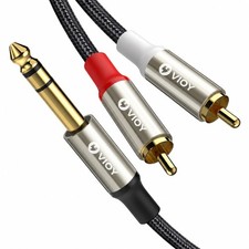1/4 to Dual RCA Audio Cable 10 ft , Gold Plated Copper Shell Heavy Duty 6.35...