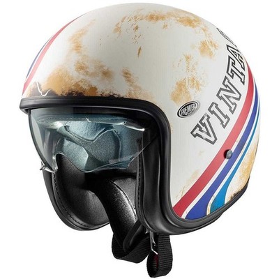 PREMIER VINTAGE BTR 12 BM SIZE L - VINTAGE WHITE BLUE RED FIBER JET MOTORCYCLE HELMET