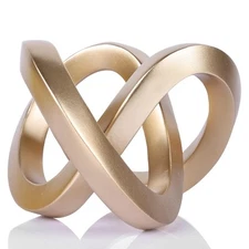 DOVDOV Gold Knot Decorative Sculpture, Gold Room Decor Aesthetics, Mobius Rin...