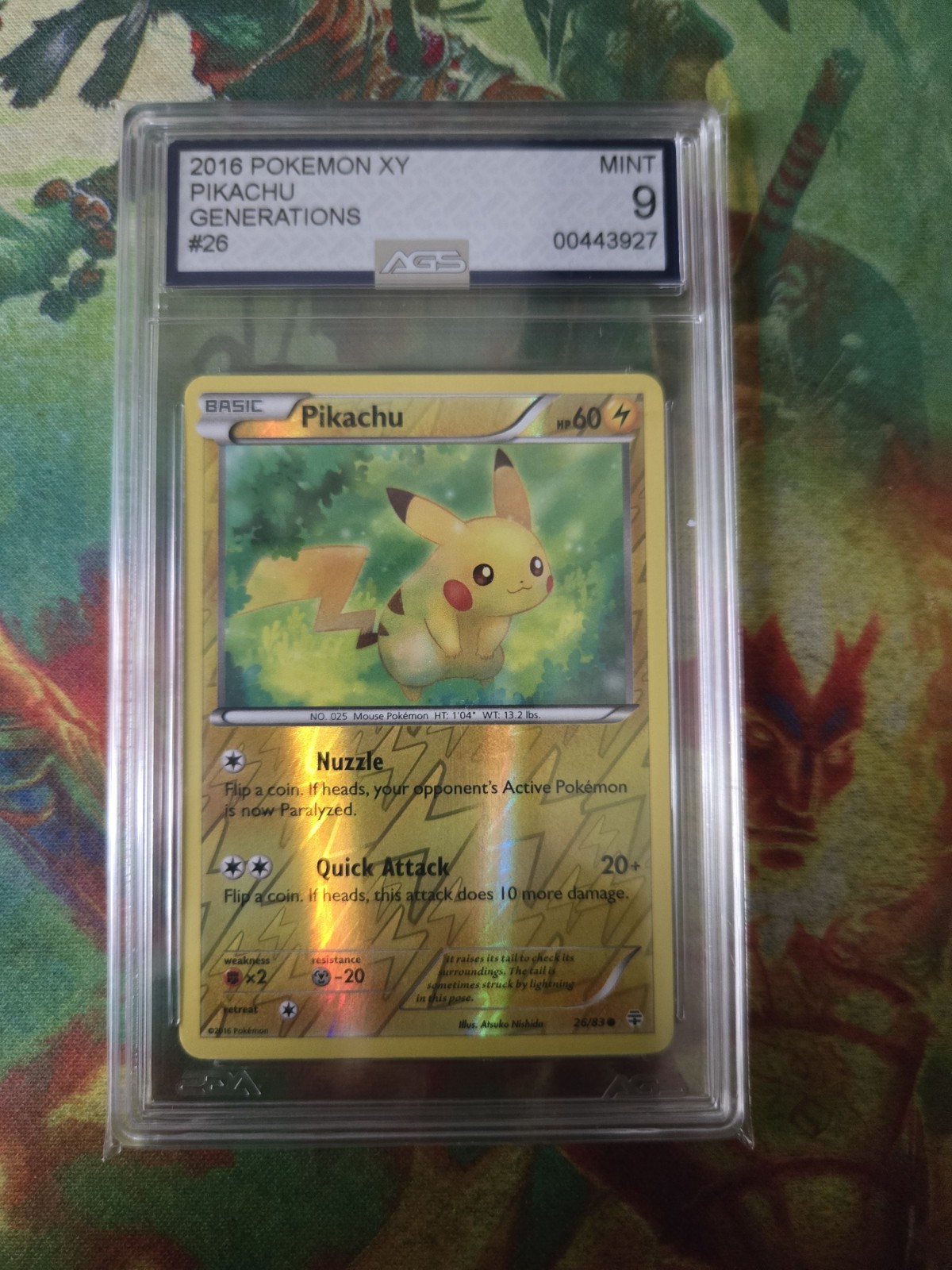 2016 Pokemon Generations Pikachu Reverse Holo #26/83 Graded AGS 9
