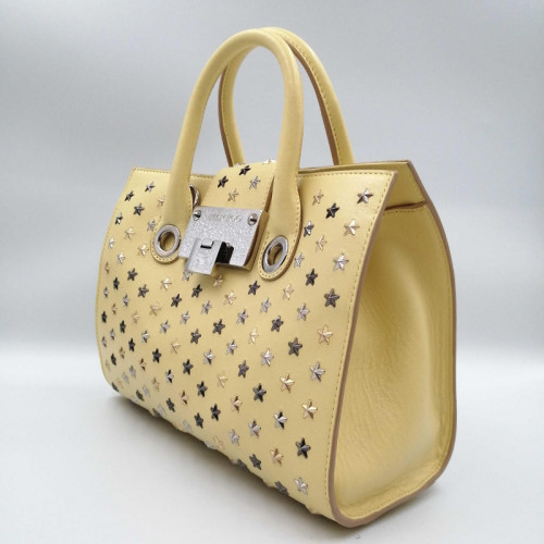 JIMMY CHOO Riley Stra Studded Yellow Leather 2Way Bag [Rank B] LTD