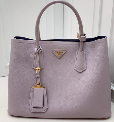 PRADA Double Top Handle Shoulder Bag Cute Purple Women
