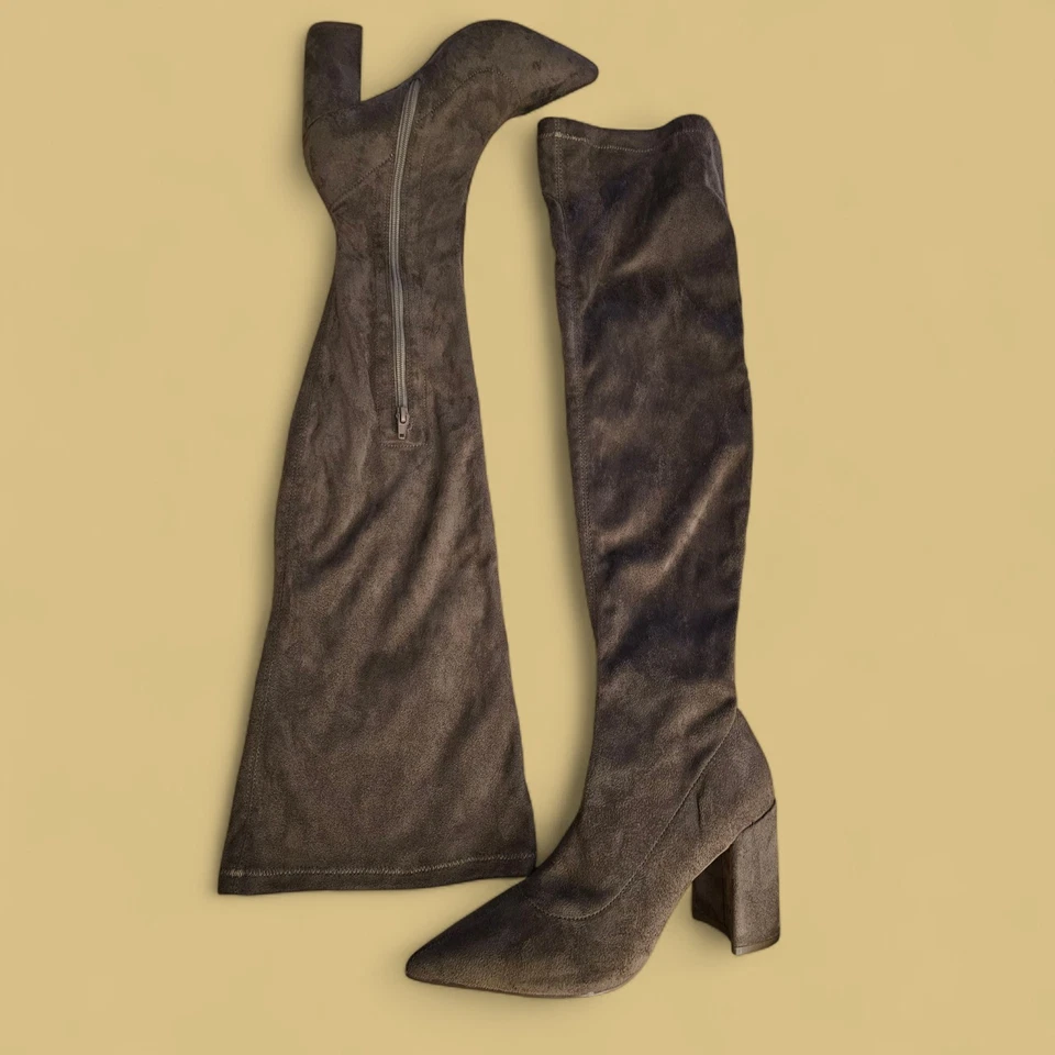 Botas para mujer Liliana de gamuza hasta el muslo con cremallera lateral talla 10 nuevas sin caja Foto 3 de 4