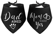 Dad Asked Mom Said Yes Dog Black Bandana Pet Wedding Triangle Bibs Engagement An