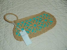 NWT Mud Pie Bag Lady Woven Raffia Straw Wristlet Purse Retails $30