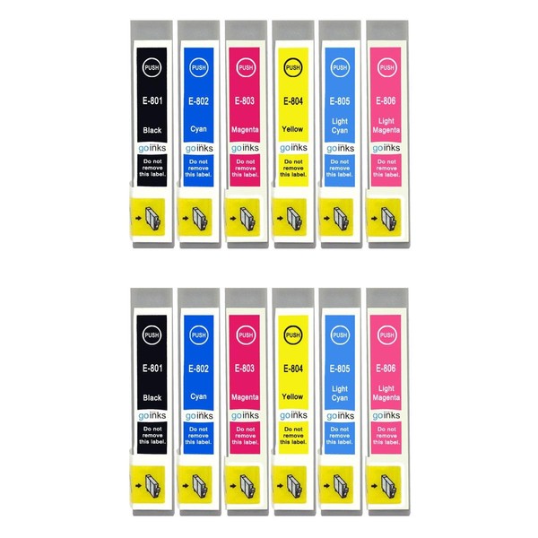 12 Tintenpatronen (Set) Ersetzen Epson Stylus T0807 Non-Oem / Kompatibel-image