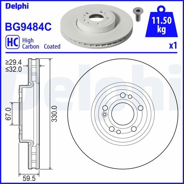 2X Delphi Bremsscheibe BG9484C FüR MERCEDES-BENZ-image