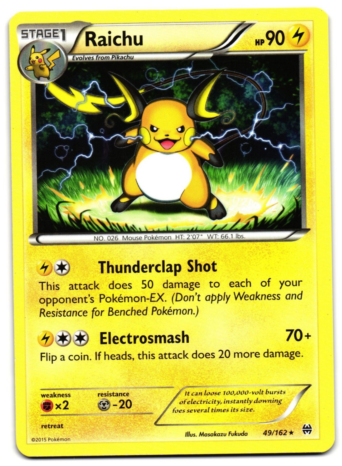 RAICHU 49/162 - NM - BREAKTHROUGH ENGLISH 2015 POKEMON CARD