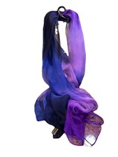 Vintage Scarf Wrap Italy Rectangle 72"L X 34"W Ombre Tie Dye Silk Chiffon