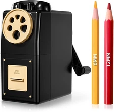 ZMOL Manual Hand Crank Pencil Sharpener for Color Pencil,6 Sizes Black 