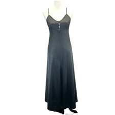 Vtg Vanity Fair Blk Slip Dress Sz 6/32 Braided Straps Y2K Lingerie Fairy Grunge