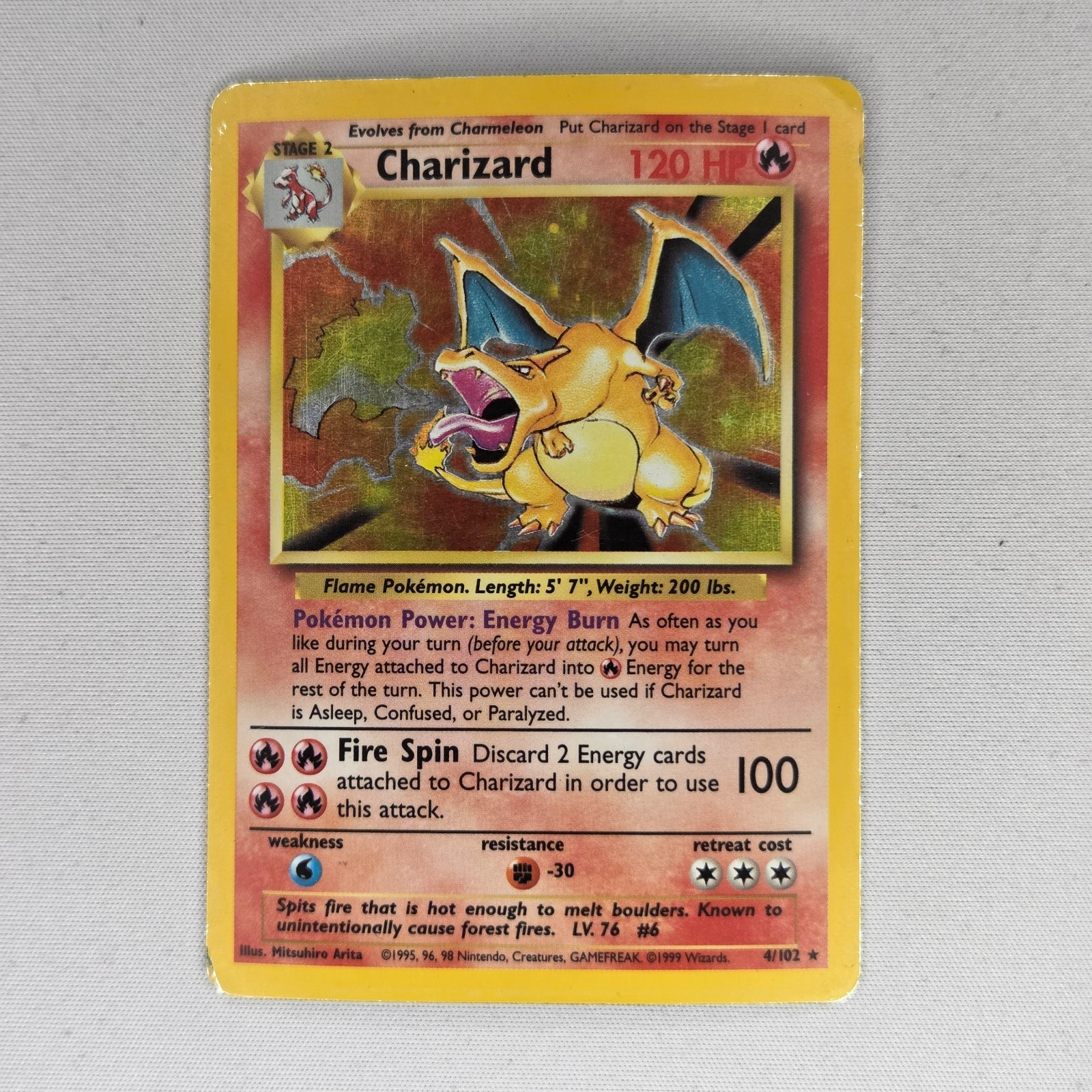 CHARIZARD 4/102 HOLO BASE SET HP/DMG POKEMON