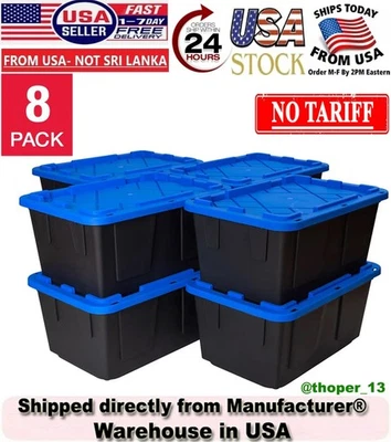 Greenmade 27 Gallon Storage Tote With Handles/Snap Lid, 8-pack ❗️US Seller❗️