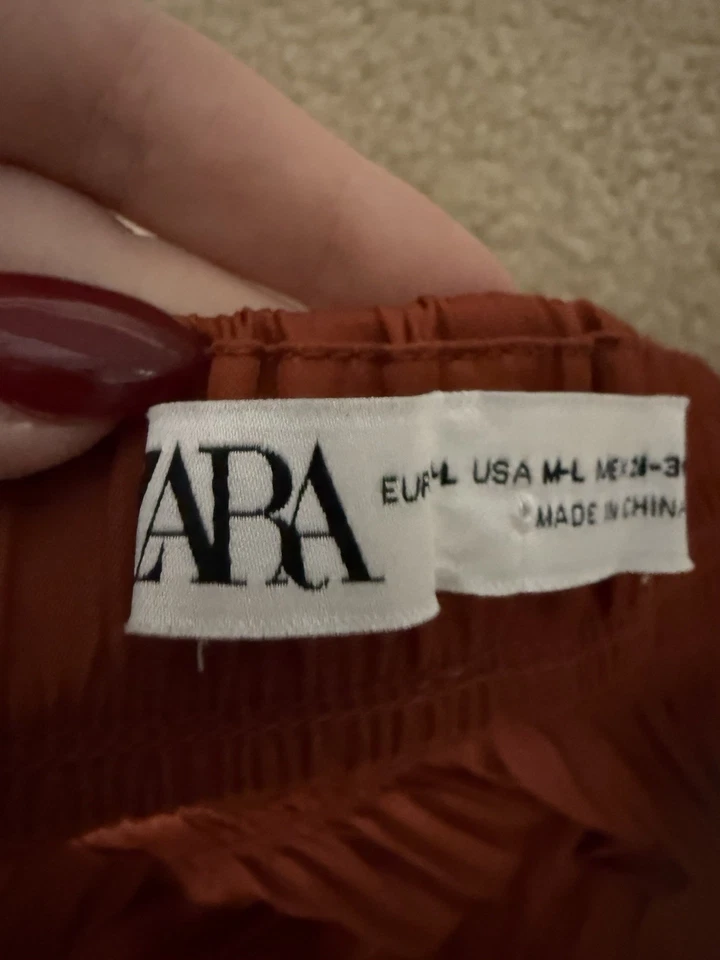 RaRe! FALDA MIDI PLISADA NARANJA QUEMADA COLECCIÓN ZARA ZW🌟 Talla M-L 4088/250 Foto 2 de 4