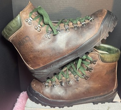 VTG Alico Italian Leather Hiking Boots Vibram Mens 10.5 Norwegian Welt Brown