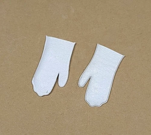 Vintage Barbie Doll -  #915 Peachy Fleecy Coat - Pair of white plastic gloves