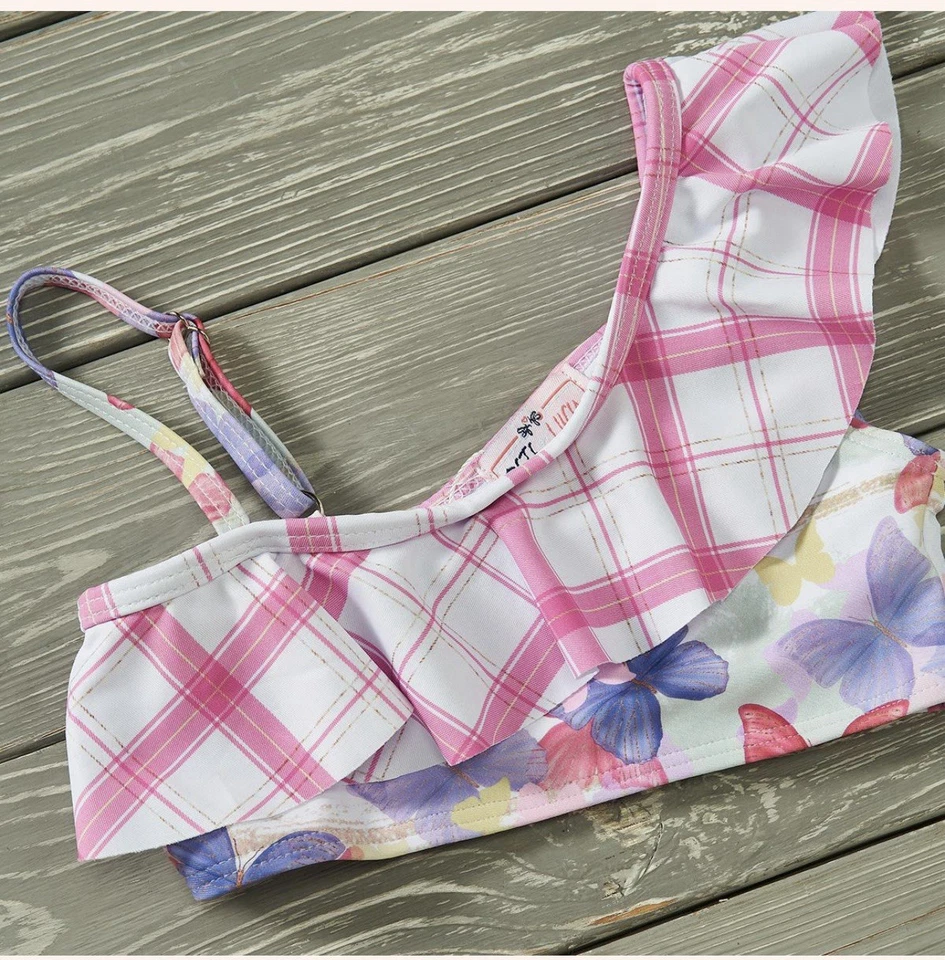 Pete + Lucy Kleinkind Mädchen Badeanzug Neu mit Etikett Größe 2T Free Like A Butterfly 2-teiliges Set - Bild 2 von 4