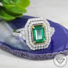 Wert 5350 € Brillant Smaragd Ring 585 14 Karat Weiß Gold
