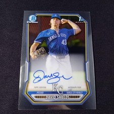 David Shields 2026 Bowman Chrome Auto Royals Rookie Card EX Autograph. rookie card picture