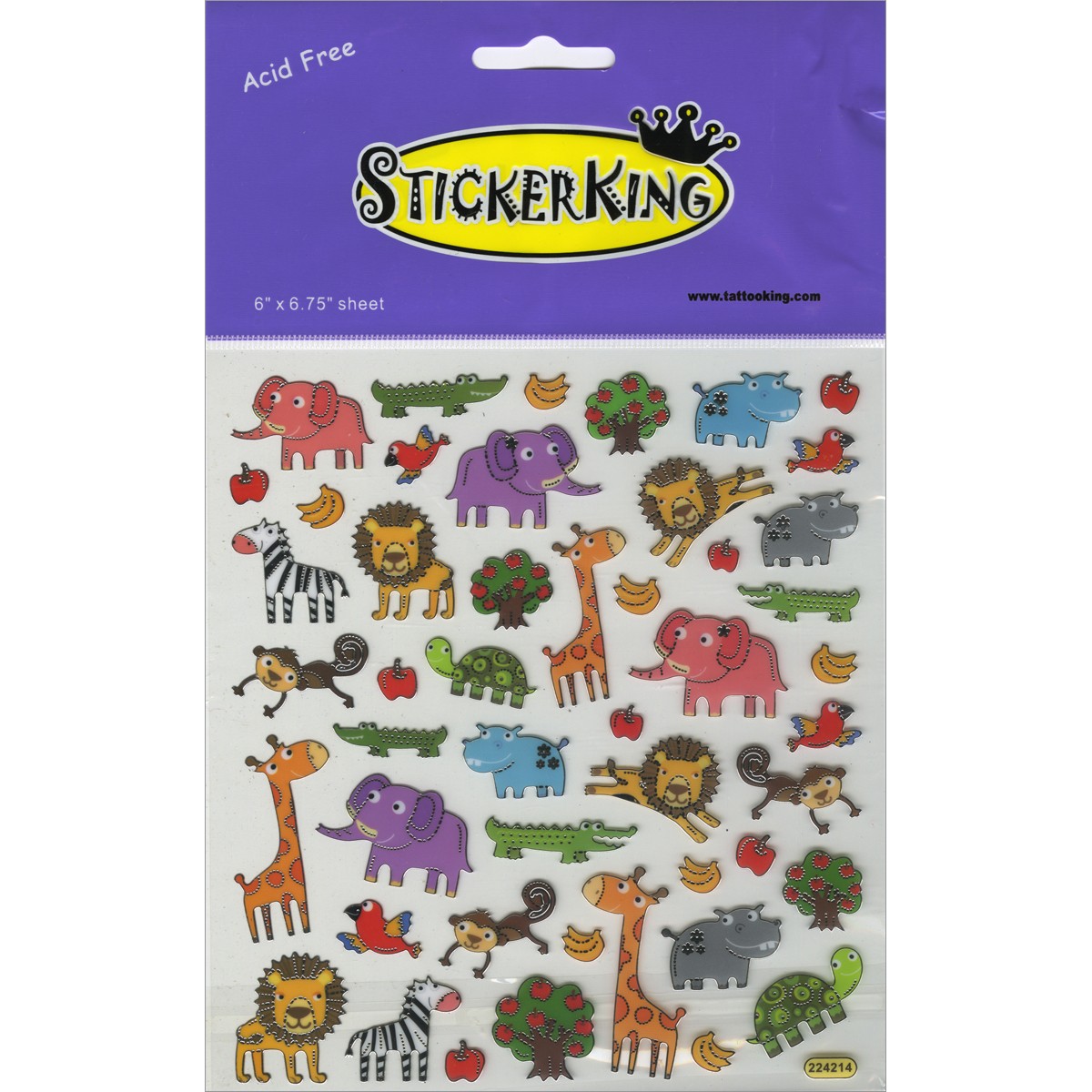 Tattoo King SK129MC-4257 Multicolored Stickers-Zoo Fun