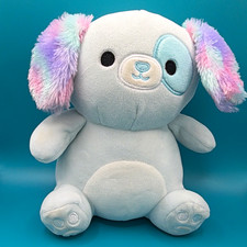 Puppy Dog White Dog Plush Stuffed Animal, Soft Cuddly Rainbow Ears