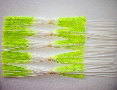5 SPINNERBAIT SKIRTS color: WHITE CHARTREUSE TIPS for 1/2 oz. thru 1 oz. BAITS