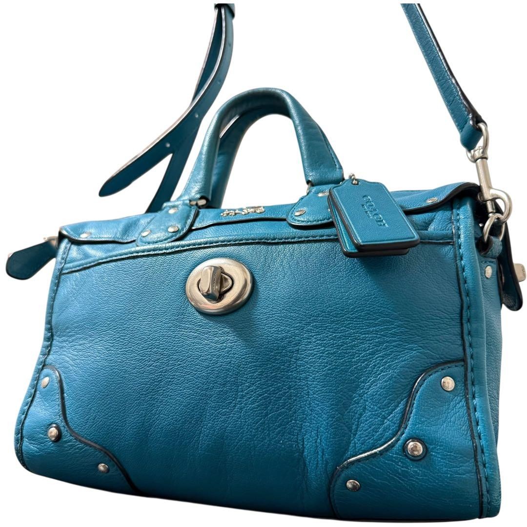 y2k One Shoulder bag Blue Leather Studs LEONARD Denim One Shoulder