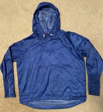Brooks Women's M Lightweight Packable Running Hooded Jacket Blue Windproof