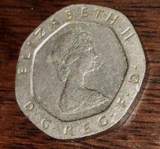 1982 England Queen Elizabeth II 20 Pence ERROR Coin RARE Circulated Coin DDO