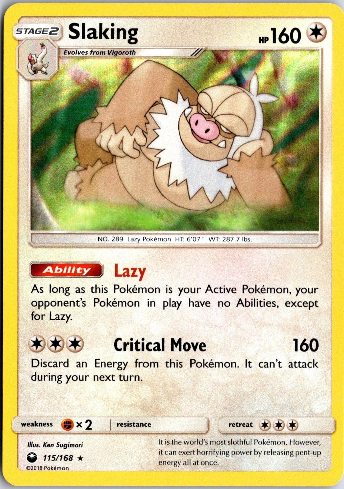 Slaking 115/168 Holo R Celestial Storm Pokemon Holo NM/M