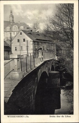 Ak Weißenberg in Sachsen, Brücke über die Löbau - 3854280