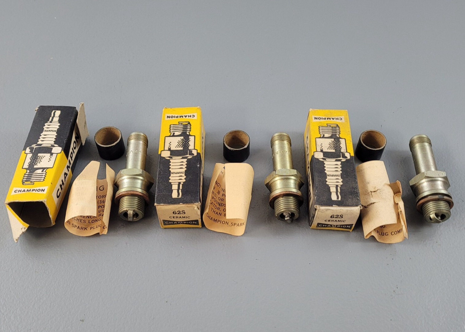 3 New NOS 62S Champion Spark Plugs in Original Packaging for Airplanes
