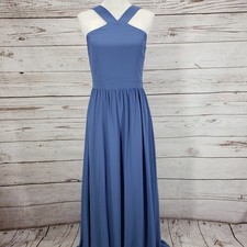 Lulus Air of Romance Slate Blue Maxi Dress Women's Size Medium