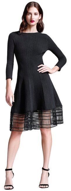LELA ROSE Womens Black Silk Cashmere Dress Railroad Lace Hem SOLD OUT M New $995 LELA ROSE Womens Black Silk Cashmere Dress Railroad Lace Hem SOLD OUT M New $995