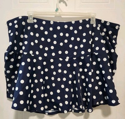 Evans Swim Skirt skort plus size 32, blue polka dot NWT