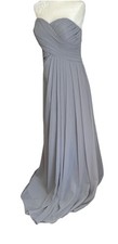 AZAZIE ARABELLA Silver Strapless Chiffon Formal Bridesmaid Dress Size 8 New NWT