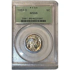 1937-D Buffalo Nickel PCGS MS66 Old Green Holder Beautiful Toning High Grade Gem