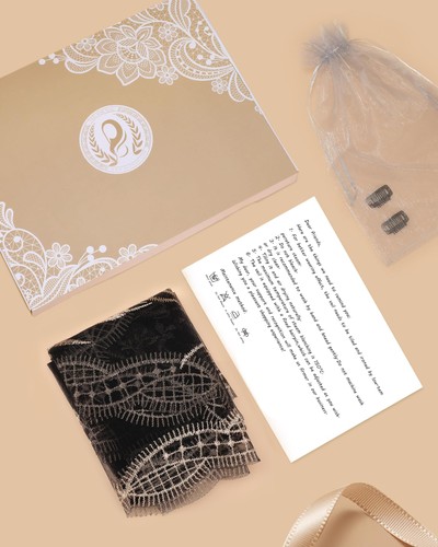 Triangular Church Veil Spanish Style Lace Mantilla with Holy Grail Embroidery - Picture 5 of 6