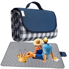  Large Picnic Blanket Beach Blankets, 80''x60'' Picnic Mat Black 80x60 Inch